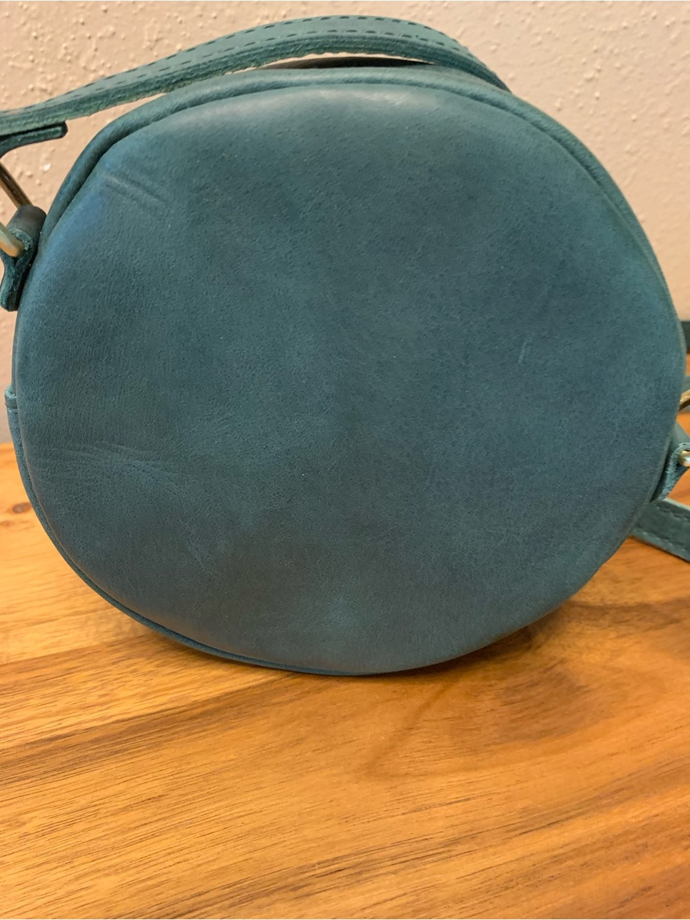Portland Leather Small Circle Crossbody in the Color: SURF - Picture 7 of 11